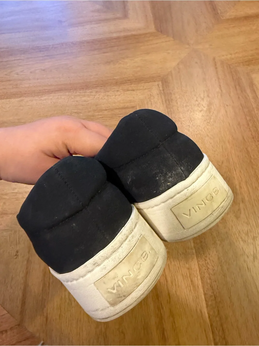 Vince Black Slip-On Platform Sneakers with White Sole